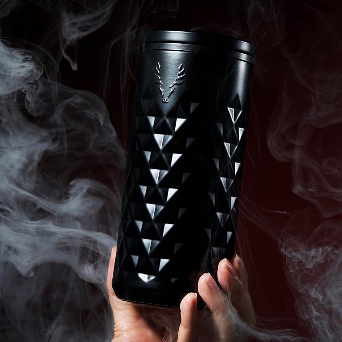 Viski Paragon Stainless Steel Highball Tumbler Cup with Lid, Insulated Ceramic Lined Metal Cocktail Glass for Patio, Outdoor Party, Wedding Gifts, Drink Lover Gifts, 16 oz Set of 1, Obsidian Black