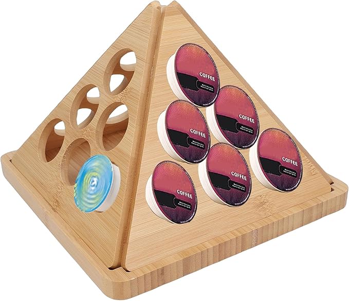 Sanpyl Coffee Pod Holder, Countertop Wood Coffee Capsule Organizer Storage Rack for 24 Pods
