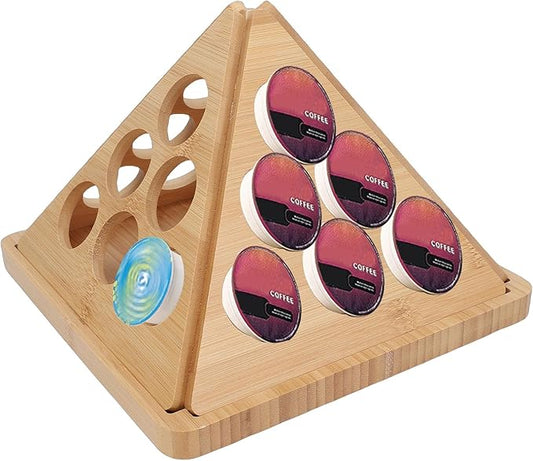 Sanpyl Coffee Pod Holder, Countertop Wood Coffee Capsule Organizer Storage Rack for 24 Pods