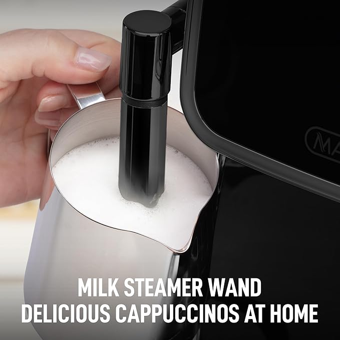 Zulay Kitchen Magia Clasica Automatic Espresso Machine with Built-In Grinder, Touch Panel Coffee Maker, Steam Wand Milk Frother, Adjustable Strength, Self-Cleaning, Black