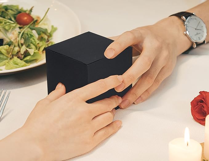 HUAPRINT Black Gift Boxes with Lids 4x4x4 inch,24 Pcs Paper Gift Wrap Box Bulk for Presents,Birthday,Bridesmaid Proposal,Groomsmen Engagements,Christmas,Wedding Party Favor,Cupcake,Crafting,Holidays