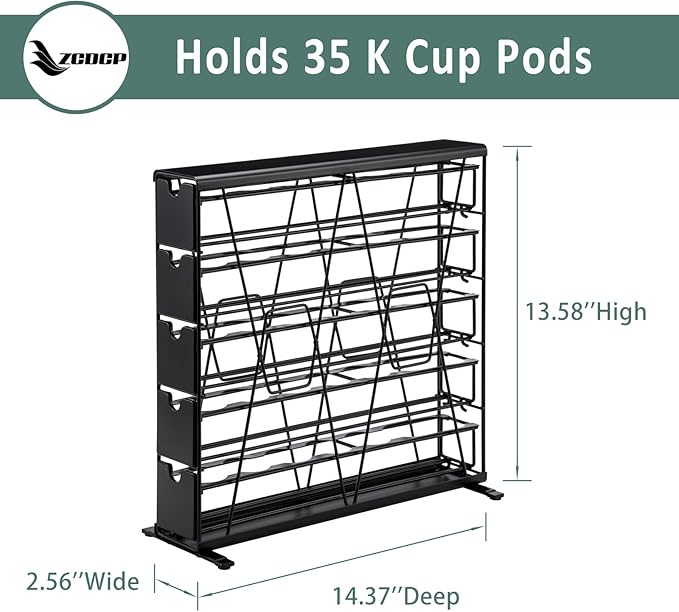 ZCDCP for K Cup Coffee Pod Holder, K Cup Holder Drawer Wall Mounted Coffee Pod Organiser (Holds 35 Coffee Pods)