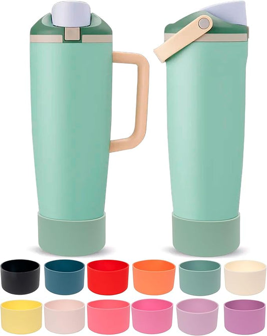 Silicone Boot for Owala 30oz & 40oz FreeSip Sway Bottles & Tumblers - Non-Slip, Scratch-Resistant, Stability Enhancer, Available in 12 Colors (Eucalyptus Green)