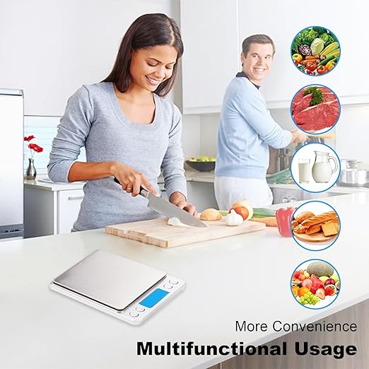 Digital Kitchen Scale,3kg/0.1g Pocket Food Scale Measure in Grams and oz for Loss Weight,Cooking Baking,Jewelry,High Precision Gram Scale with 6 Units,Small Coffee Scale with 2 Trays,LCD,Tare