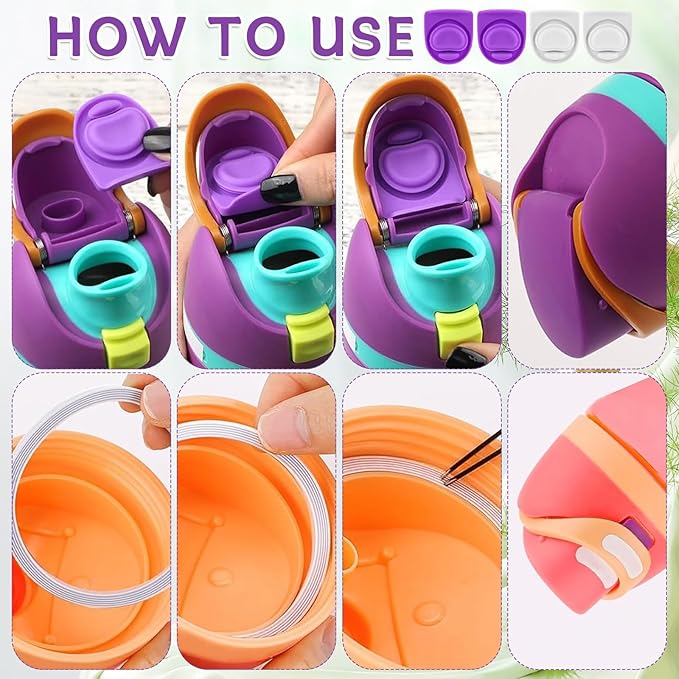 4 Sets Replacement Rubber Stopper and O Ring Gasket Compatible with Owala FreeSip 24oz 32oz,Water Bottle Lid Insert Cap Seal Parts for Owala 16/19/24/32/40oz Mouthpiece Accessories Z4K8