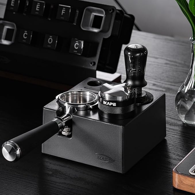 IKAPE 51mm Semi-Transparent Espresso Coffee Tamper, Spring-loaded Calibrated Tamper with Premium Threaded Stainless Steel Base, Compatible with All 51mm Bottomless Portafilters(New Upgrade)