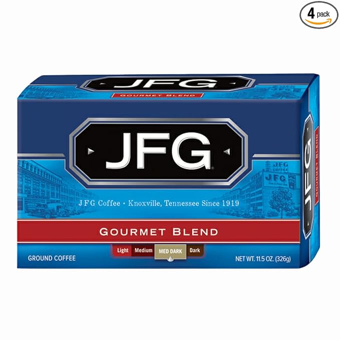 JFG Gourmet Blend Medium-Dark Roast Ground Coffee, 11.5oz Bag (Pack of 4)