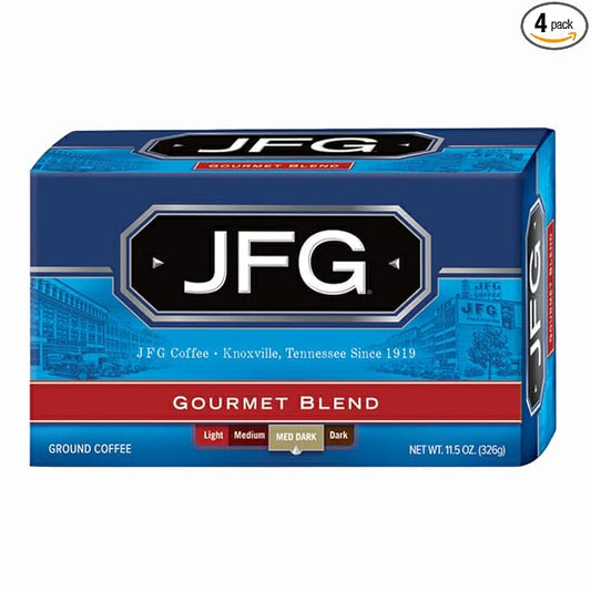 JFG Gourmet Blend Medium-Dark Roast Ground Coffee, 11.5oz Bag (Pack of 4)