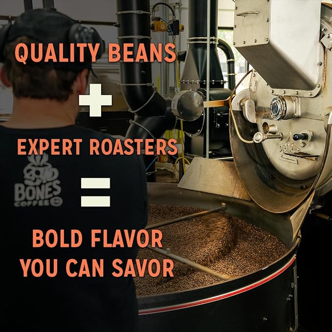 Bones Coffee Company White Rabbit, White Chocolate Flavored Coffee, Medium Roast Low Acid Arabica Beans Compatible with Auto drip and French Press Coffee Maker, 12 Oz Whole Bean