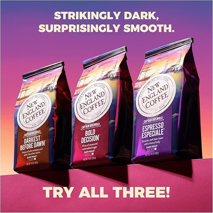 New England Coffee Darkest Before Dawn Dark Roast Ground Coffee, 10oz Bag (Pack of 3)