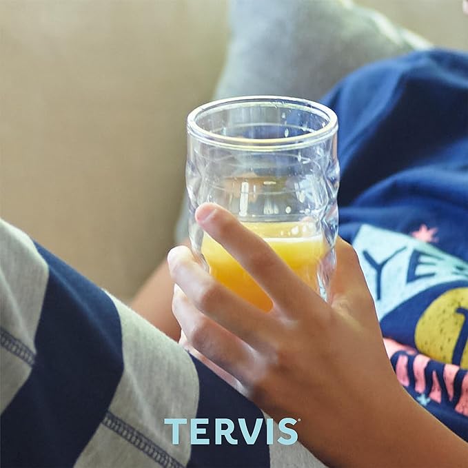 Tervis Clear & Colorful Lidded Made in USA Double Walled Insulated Tumbler Travel Cup Keeps Drinks Cold & Hot, 10oz Wavy, Turquoise Lid