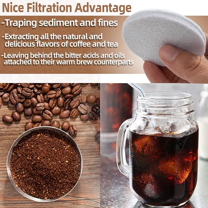 Coffee Filters for Cold Brew Maker - 10-Pack Reusable Coffee Filter Replacement for Cold Brew System