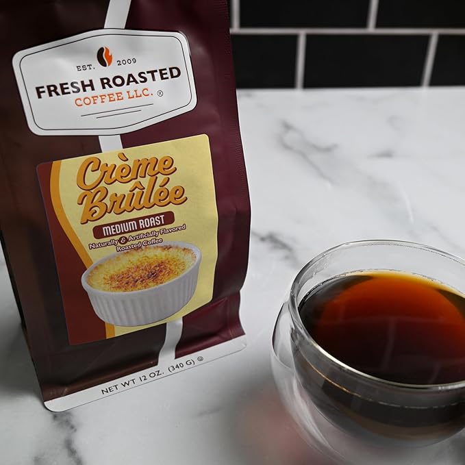 Fresh Roasted Coffee, Crème Brûlée Flavored Coffee, 12 oz, Medium Roast, Kosher, Ground