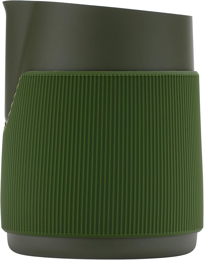 Normcore Handleless Milk Frothing Jug, Milk Pitcher 20.3 oz, Milk Frother Steamer Cup Stainless Steel Espresso Cup, Round Spout, Green, 600 ml