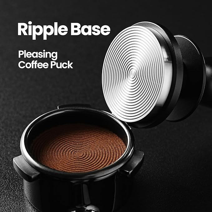 MHW-3BOMBER 58mm Coffee Tamper, Wooden Espresso Tamper Tool with 2 Spring Loaded, Auto-rebound, Auto-Leveling Tamper without Tilting, 58.35mm Stainless Steel Base, T7124