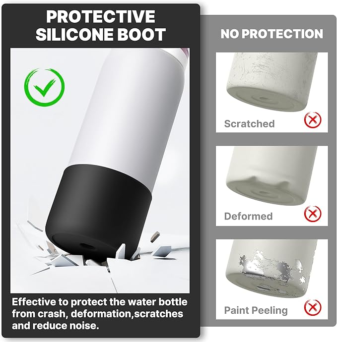 Silicone Boot for Owala 32 oz Water Bottles, Anti-Slip Protective Sleeve for Owala Twist & FreeSip & Flip Insulated Bottles, Boot Bottom Base (Black)