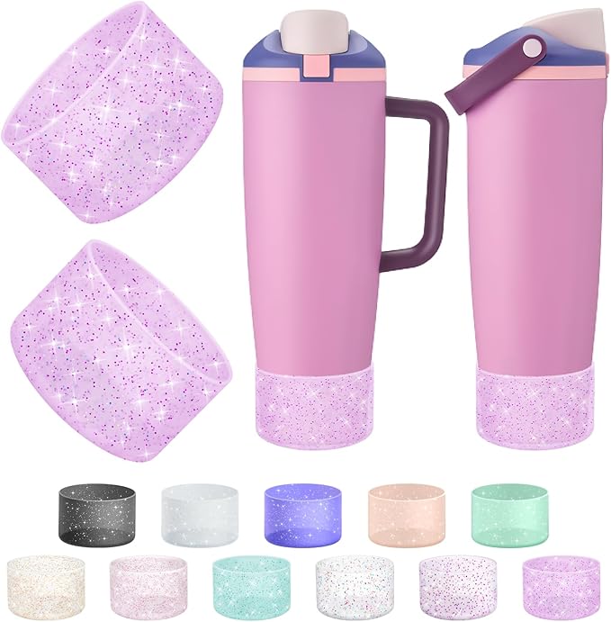 2PCS Silicone Boot Compatible with Owala 30oz & 40oz FreeSip Sway Bottles & Tumblers, Protective Anti-Slip Bottom Cover Sleeve for Freesip Sway Tumbler