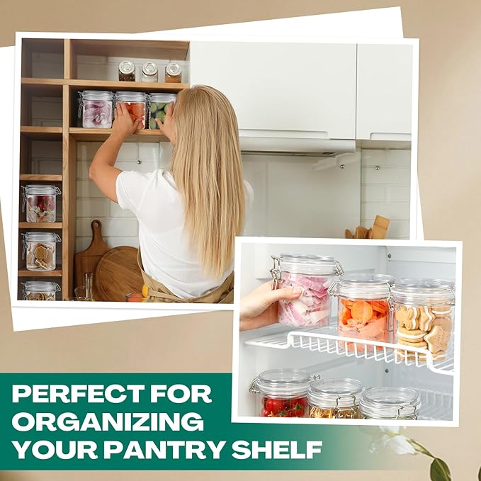 Suclain 6 Pcs 17 Oz/500ml Plastic Storage Jars with Airtight Hinged Lids, Clear Wide Round Mouth Food Storage Containers Empty Bottles Sealed Jars for Home Kitchen Candy Herbs Spices Coffee Nuts