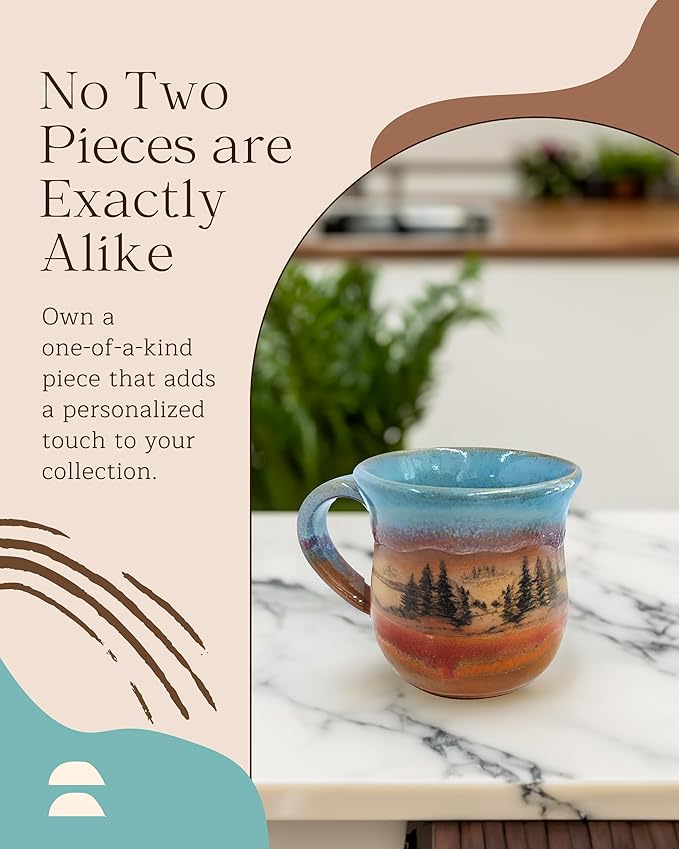 Handmade Ceramic Coffee Mug - Always Azul Mountain Scene 14oz Coffee Mug - Oven, Dishwasher, & Microwave Safe Mug - Kitchen Essentials Made in Colorado, Indian Summer