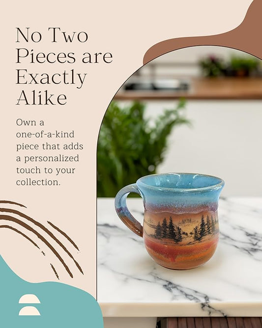 Handmade Ceramic Coffee Mug - Always Azul Mountain Scene 14oz Coffee Mug - Oven, Dishwasher, & Microwave Safe Mug - Kitchen Essentials Made in Colorado, Indian Summer