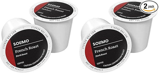 Amazon Brand - Solimo Dark Roast Coffee Pods, French Roast, Compatible with Keurig 2.0 K-Cup Brewers, 100 Count (Pack of 2)