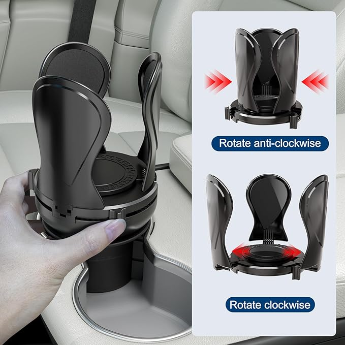 Car Cup Holder Expander, Cup Holder Extender Adapter with Expandable Arm and Adjustable Base, Compatible with Yeti Ramblers, Hydro Flasks, Stanley, Owala Most Coffee Mugs Bottles & Cups