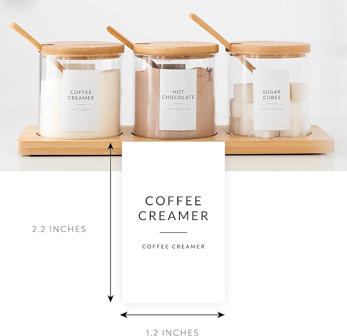 SAVVY & SORTED Coffee Bar Essentials Labels Stickers | 72 Coffee Syrup Labels Coffee Station Organizer