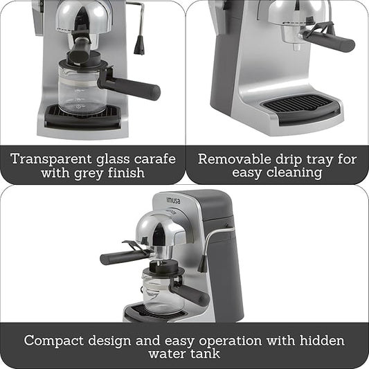 IMUSA 4cup Electric Bistro Espresso Cappuccino Maker, Silver