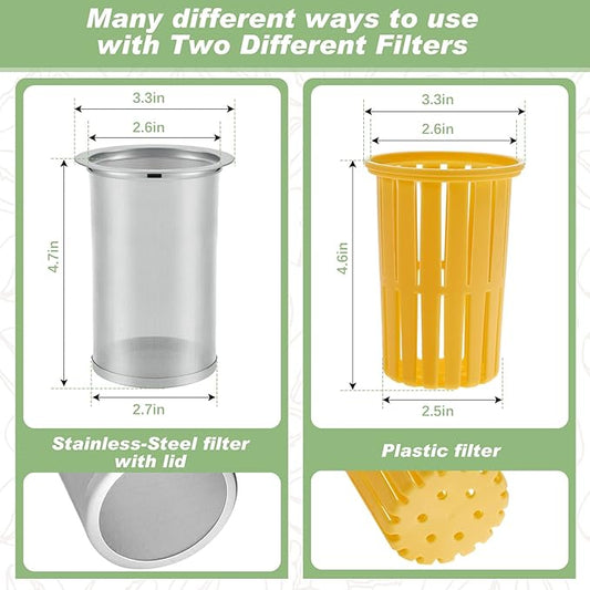 Gerrii 2 Pcs Cold Brew Maker, 1 Gallon Plastic Beverage Dispenser with 2 Filters, Drink Dispenser for Fridge, Cold Brew Pitcher with Spigot, Container for Juice, Water, Tea(Green, Yellow)