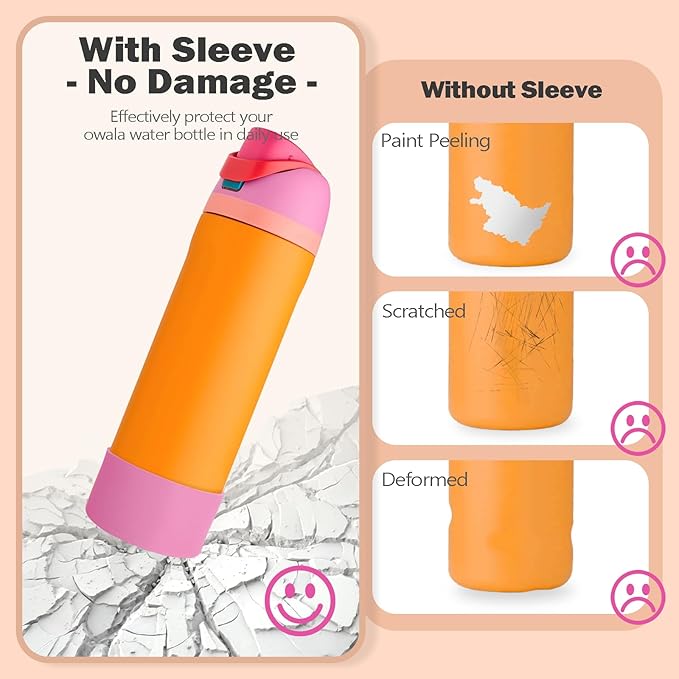 2PCS Silicone Boot for Owala 24oz FreeSip Water Bottle, Anti-Slip Scratch-Resistant Bottom Sleeve, Protective Sports Bottles Accessories, BPA-Free