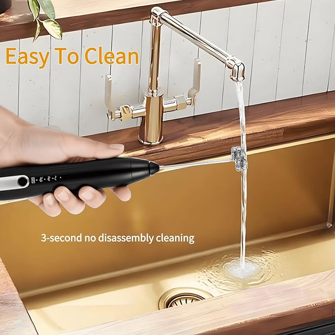 Rechargeable Milk Frother Handheld,Kitchen Essentials Hand Mixer with 3 Stainless Whisks Heads,Electric Whisk Frother for Latte, Cappuccino,Matcha, Egg, Milk Powder,with Stand (black)