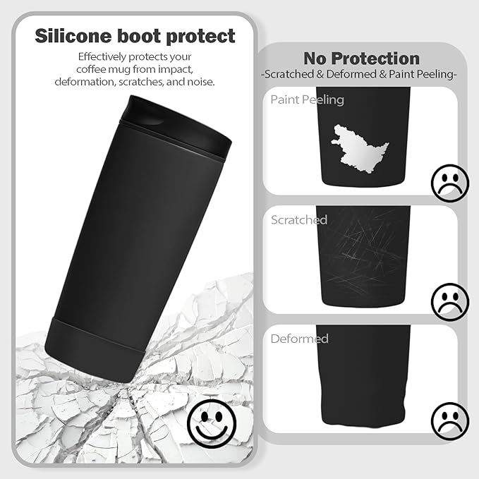 2pcs Silicone Boot for Owala SmoothSip Slider Coffee Tumbler 20oz 12oz, Anti-Slip Sleeve for Travel Coffee Mug, Protective Accessories for Owala BPA Free (very very Dark)