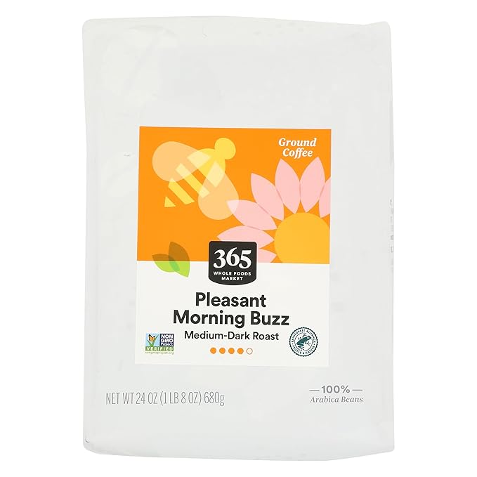 365 by Whole Foods Market, Pleasant Morning Buzz Ground Coffee, Medium-Dark Roast, 24 Ounce