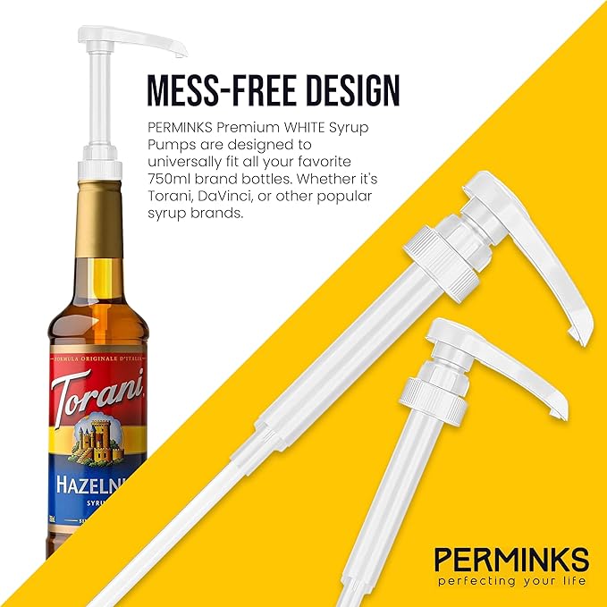 Syrup Pumps Compatible with Torani and Davinci Bottles (25.4 oz-750ml (Set of 2, White)