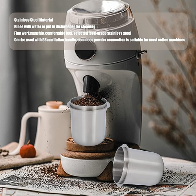 Cunyuer 58mm Dosing Cup, Espresso Dosing Cup, Coffee Dosing Cup Fits 58mm Portafilter, 150ml Stainless Steel Universal (Brushed Silver)