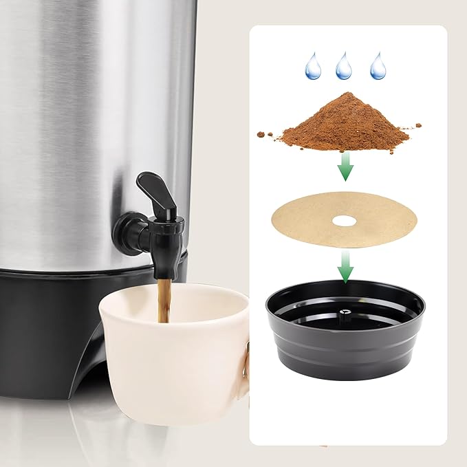 Large Coffee Filters Compatible with Sybo Commercial Coffee Maker, 100 Pcs Unbleached Perforated Disposable Filter Paper for Sybo 16 L