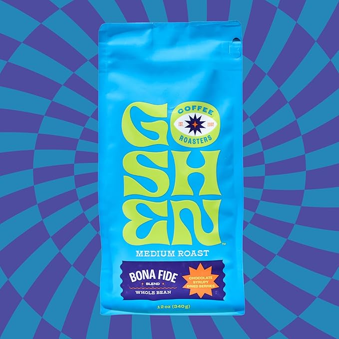 Goshen Coffee Roasters Whole Bean Bona Fide Blend | Medium Roast, Brewed or Espresso | Award-Winning, Natural and Washed | Chocolate, Syrupy, Dried Berry Flavors | 5 lb Bag