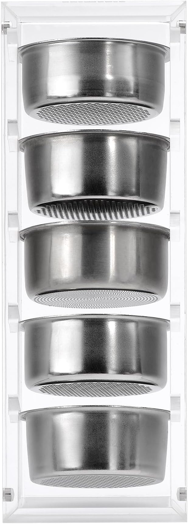 Normcore 54mm Espresso Filter Basket Stand, Holds 5 Espresso Filter Basket Rack Storage Holder Acrylic Stand for 54mm Portafilter Baskets, Frosted Clear
