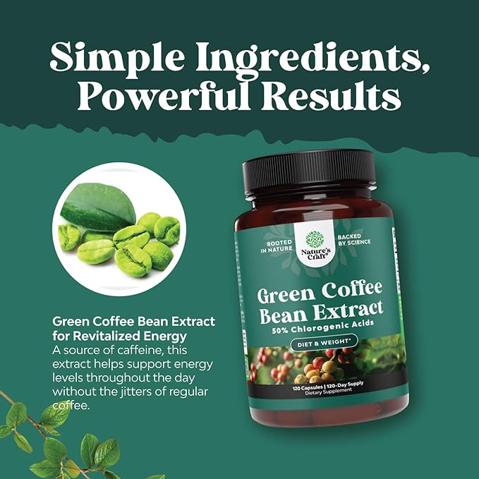 Bundle of Green Coffee Bean Extract - for Weight Loss Appetite Suppressant with Chlorogenic Acid - Herbal Fat Burner - 750 mg Energy Booster Potent Formula for Women & Men - 120 Count & 60 Count