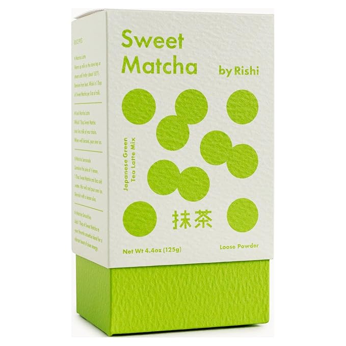 Rishi Tea Sweet Matcha - Organic Japanese Sweetened Green Tea Powder for Cafe-Quality Matcha Drinks, Hot or Iced - 4.4 Ounces (Pack of 1)
