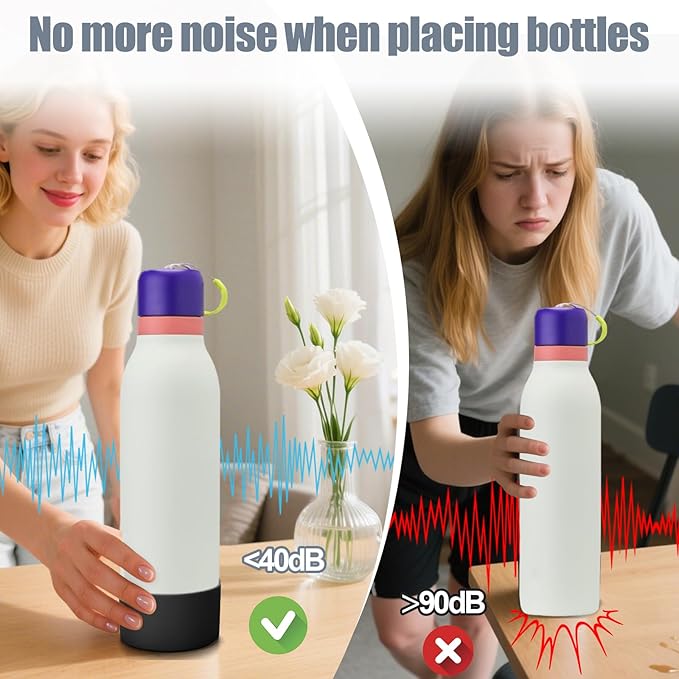 Mity rain 2PCS Silicone Boot for Owala FreeSip Twist Water Bottle, Anti-Slip, Noise-Reducing,Prevents Scratches(18 oz Black)