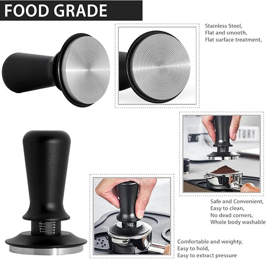 51mm Espresso Tamper, Professional Barista Coffee Tamper, Heavy-Duty Stainless-Steel Flat Base, Ergonomic Handle, Compatible with 51mm Portafilter, Coffee Accessory for Espresso lovers (51 mm)
