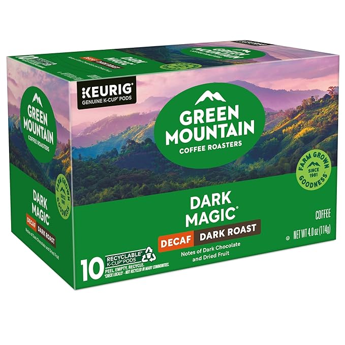 Green Mountain Coffee Dark Magic Decaf, Keurig Single Serve K-Cup Pods, Dark Roast Coffee, 60 Count, (6 Packs of 10)