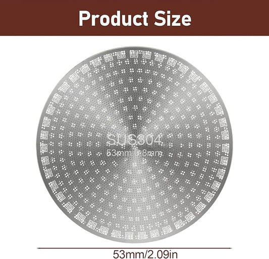 53mm Espresso Puck Screen, 1.7mm Thick Stainless Steel Coffee Filter Plate, Reusable Lower Shower Screen for 54mm Portafilter Baskets, Anti-Channeling Barista Tool
