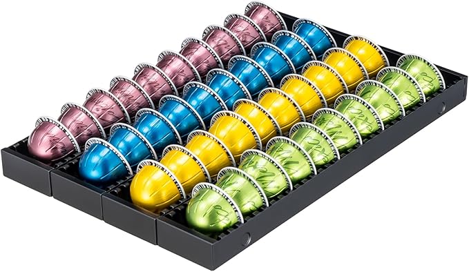 Nespresso Pod Holder Drawer Organizer | Magnetic Modular Design | Black Metal | 4 Pack