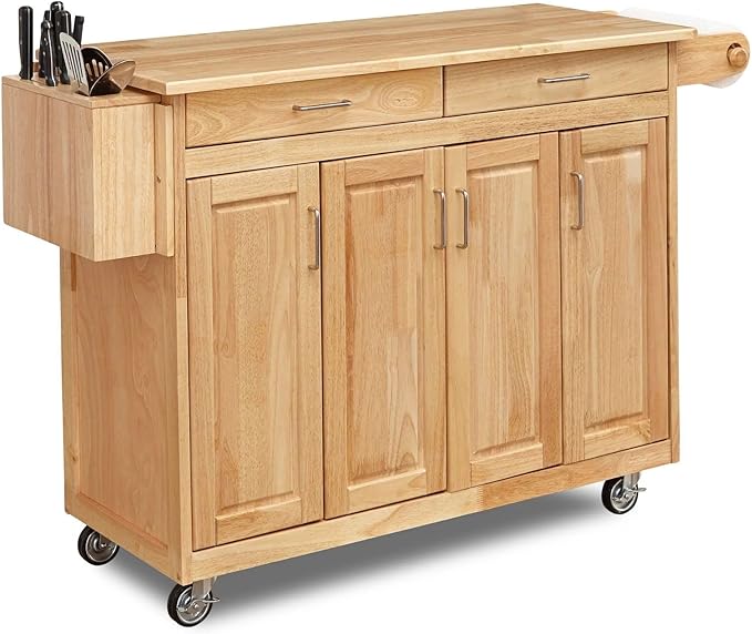 Homestyles General Line Natural Mobile Kitchen Cart, 54"W