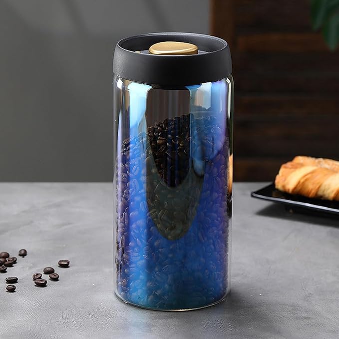 Colorful Coffee Vacuum Container Jars, Food Coffee Bean Storage Containers with Lids Airtight, Manual Vacuum Extraction Sealed Tank (Colorful, 1800, Milliliters)