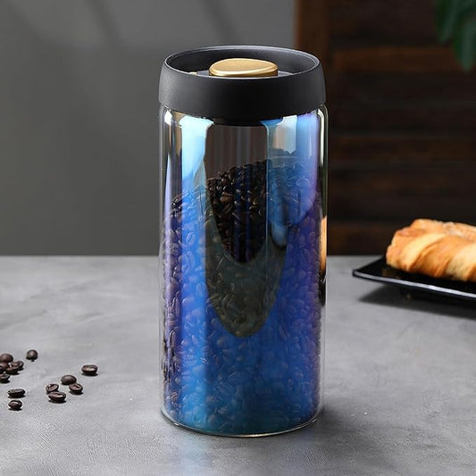 Colorful Coffee Vacuum Container Jars, Food Coffee Bean Storage Containers with Lids Airtight, Manual Vacuum Extraction Sealed Tank (Colorful, 1800, Milliliters)