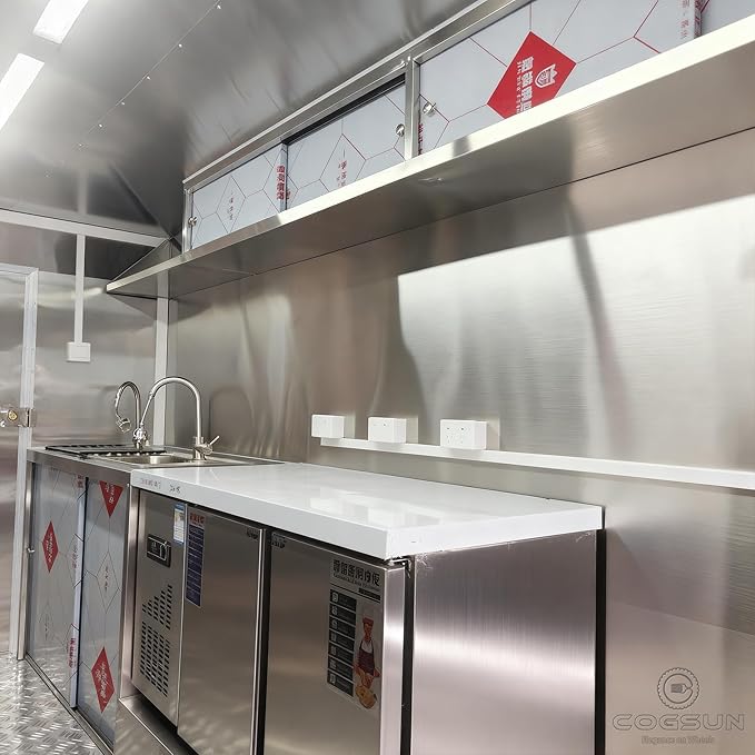 Food Truck Trailer & Hot Dog Cart - Commercial Mobile Kitchen for Coffee Business & Ice Cream Cart for Business Setup
