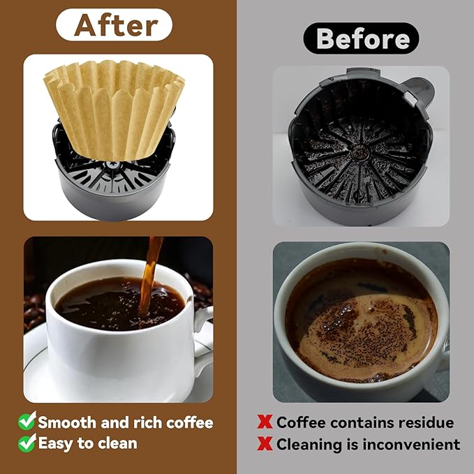 Paper Filters for Coffee Makers 5 Cup, 300 Pcs Disposable Unbleached Basket Filter Paper Compatible with Mr Coffee Maker Black and Decker